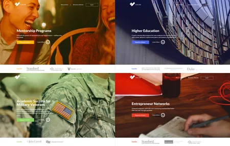 Different landing pages for verticals.